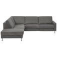 ECKSOFA in Mikrofaser Grau  242/275 cm  - Alufarben/Grau, Design, Textil/Metall (242/275cm) - Dieter Knoll