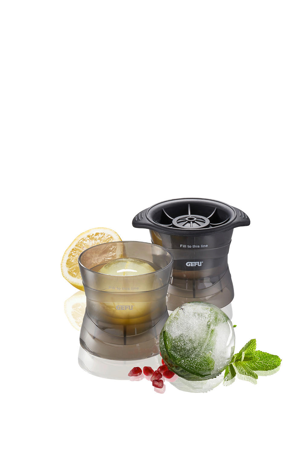 EISKUGELFORM 2ER SET - Schwarz/Grau, Design, Kunststoff (10,6/8,5/7,8cm) - Gefu