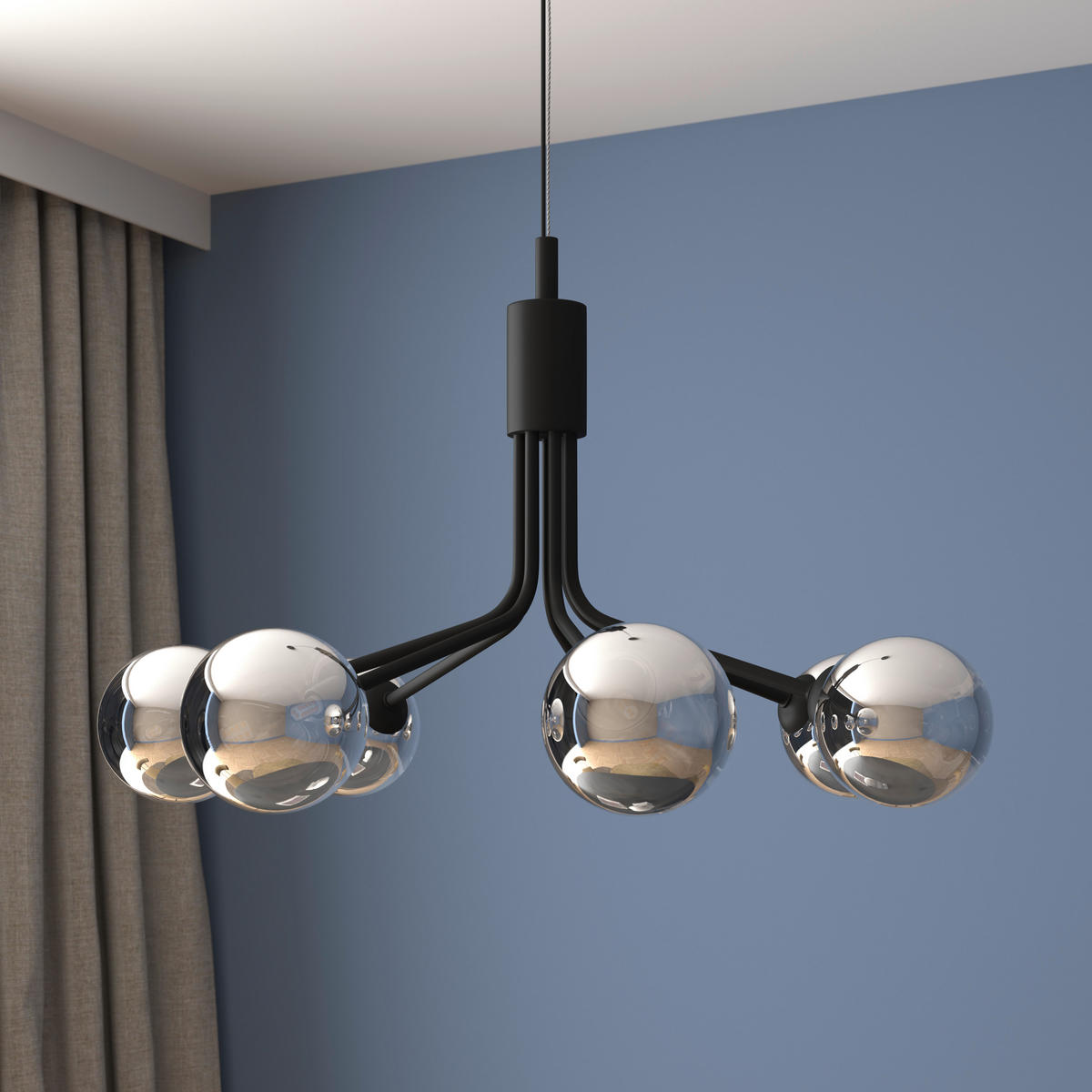 HÄNGLAMPA Widnes 65/150 cm  - mörkgrå, Design, metall/glas (65/150cm) - Novel