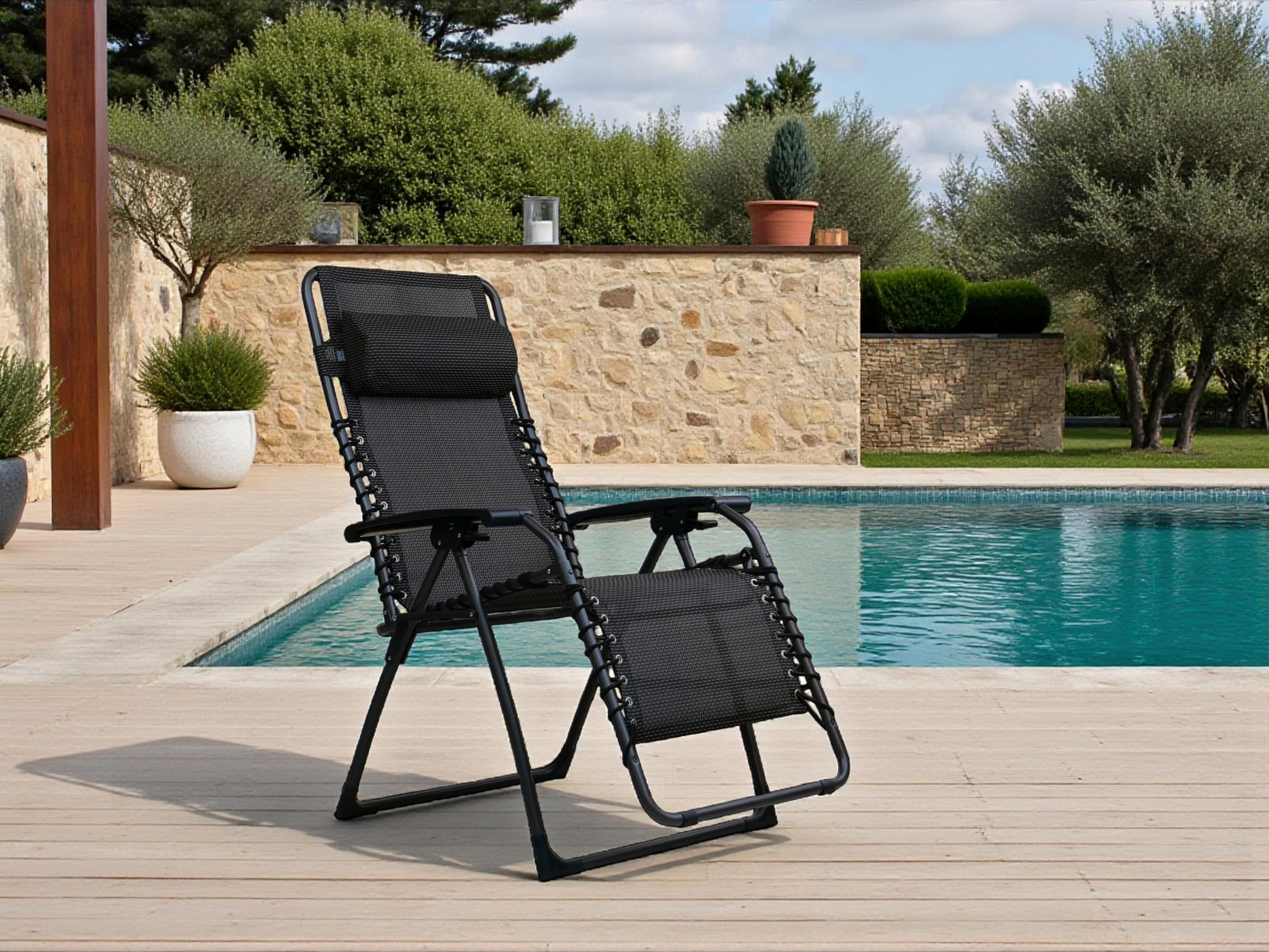 GARTEN-RELAXSESSEL 71/131/75 cm  - Anthrazit/Beige, KONVENTIONELL, Kunststoff/Textil (71/131/75cm)