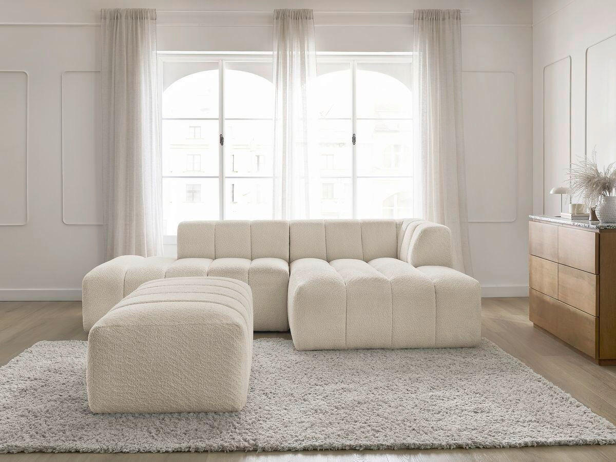 ECKSOFA  ANNECY Beige Bouclé  - Beige/Schwarz, MODERN, Kunststoff/Textil (262/170cm)