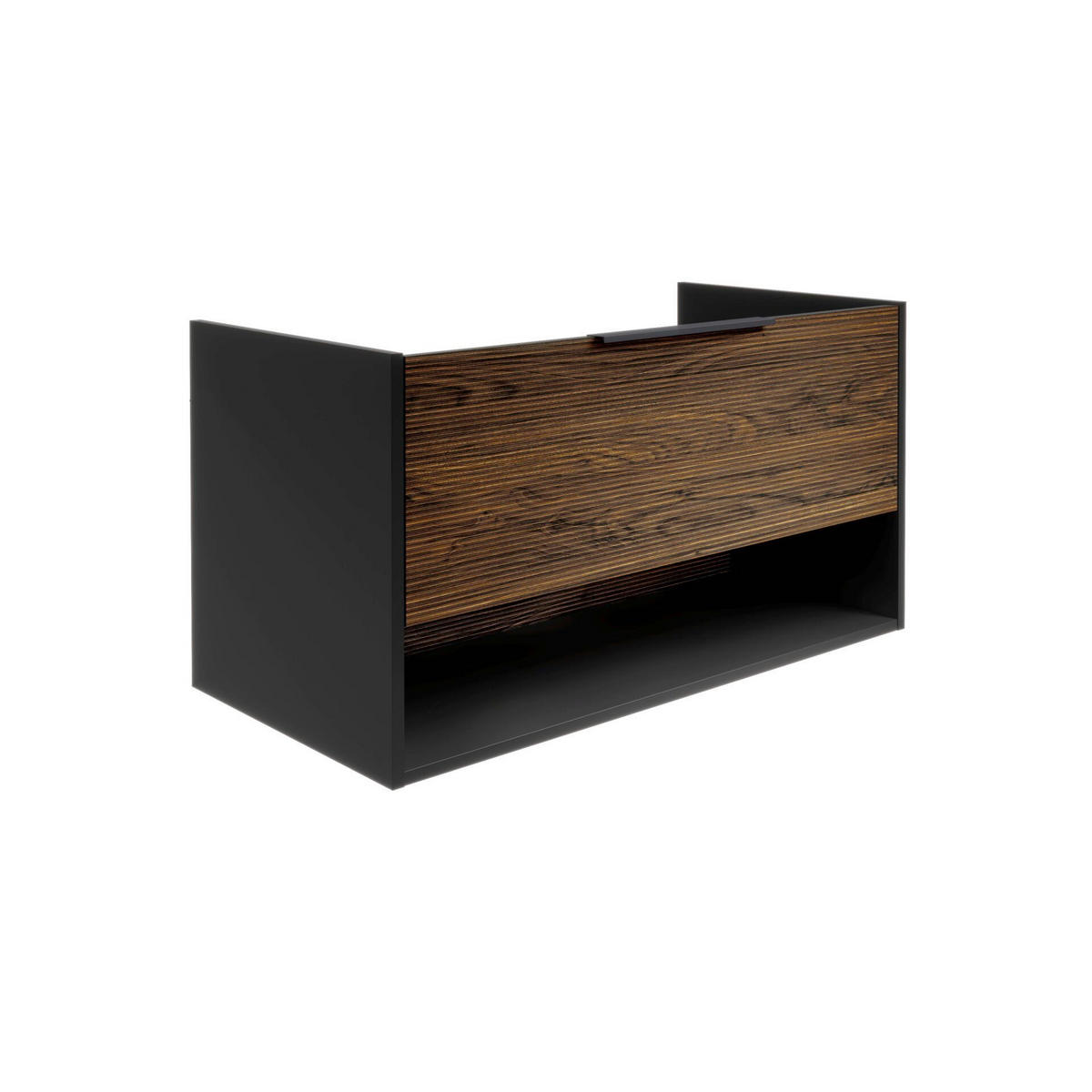 WASCHTISCHKOMBI  - Eiche dunkel/Schwarz, Basics, Holzwerkstoff/Stein (90,5/15,2/46,5cm) - MID.YOU