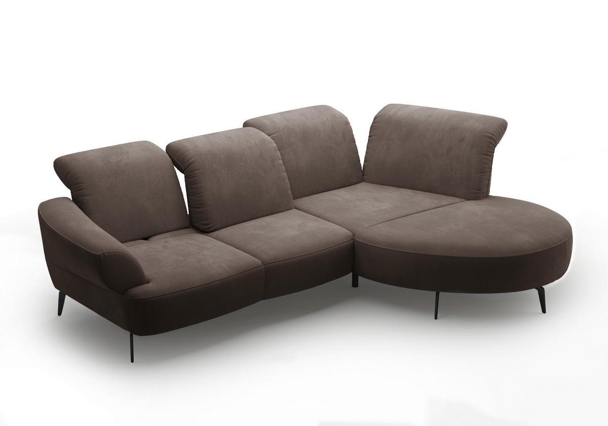ECKSOFA in Flachgewebe Schlammfarben  - Schlammfarben/Schwarz, Modern, Textil/Metall (313/208cm) - Sit & More