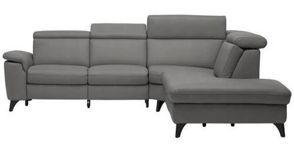 ECKSOFA in Echtleder Dunkelgrau  - Dunkelgrau/Schwarz, Design, Leder/Metall (285/239cm) - Cantus