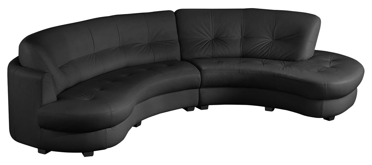 ECKSOFA Schwarz Echtleder Lederlook  - Schwarz, Design, Leder/Kunststoff (300/113cm) - Livetastic