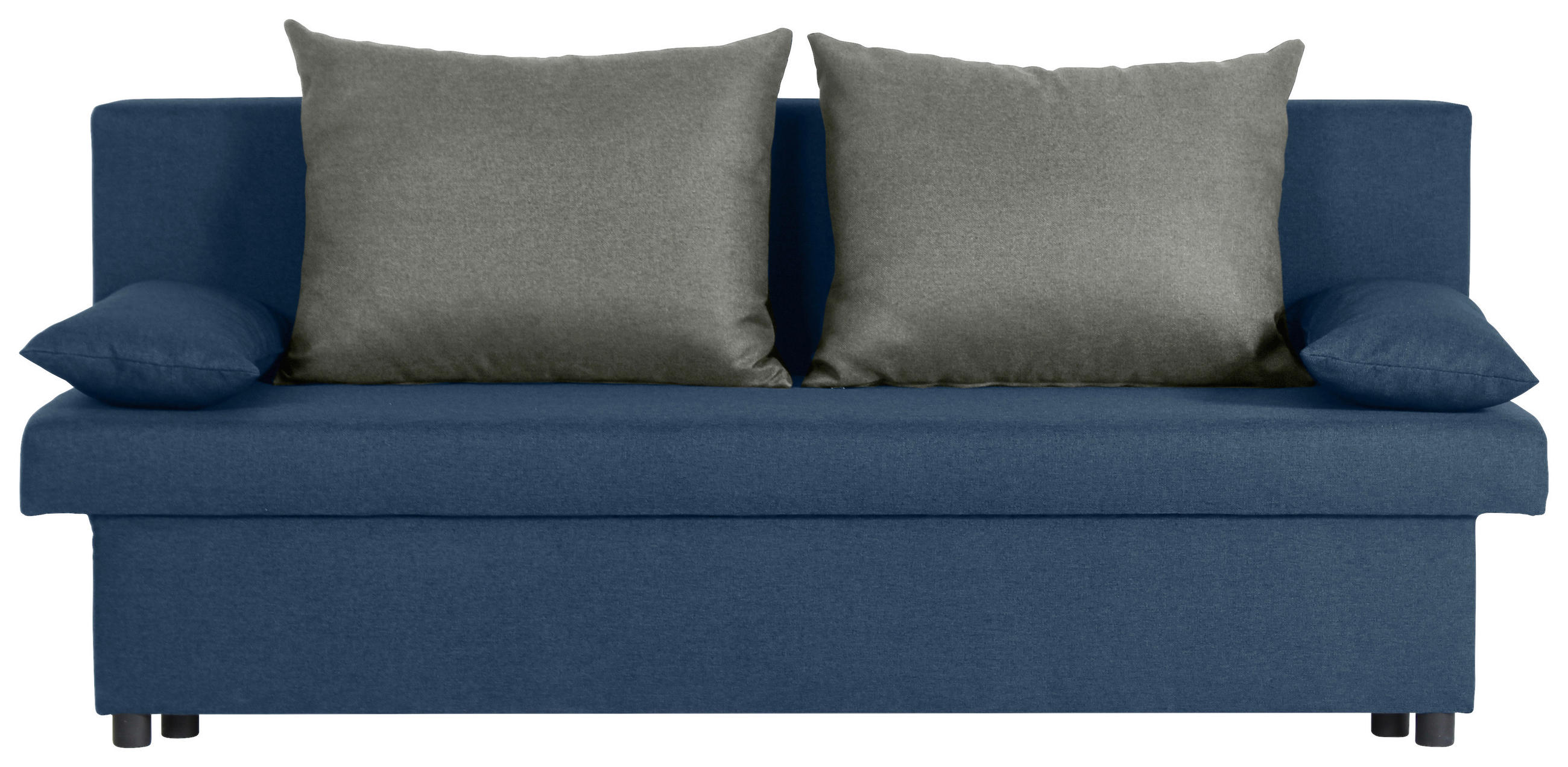 SCHLAFSOFA NEO Webstoff Blau, Grau  inkl. Rückenkissen, Armlehnenkissen, Bettkasten  - Blau/Schwarz, Basics, Kunststoff/Textil (192/82/82cm) - P & B