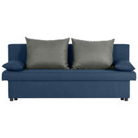 SCHLAFSOFA NEO Webstoff Blau, Grau  inkl. Rückenkissen, Armlehnenkissen, Bettkasten  - Blau/Schwarz, Basics, Kunststoff/Textil (192/82/82cm) - P & B