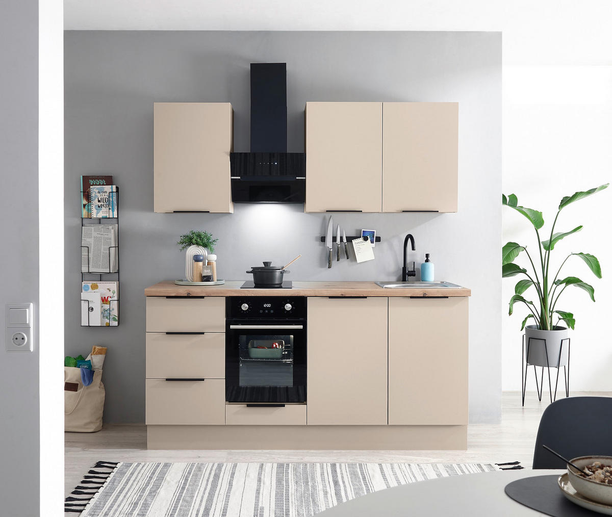 KÜCHENLEERBLOCK   in Kaschmir  - Kaschmir/Schwarz, Basics, Holzwerkstoff/Metall (180/210/60cm) - Xora