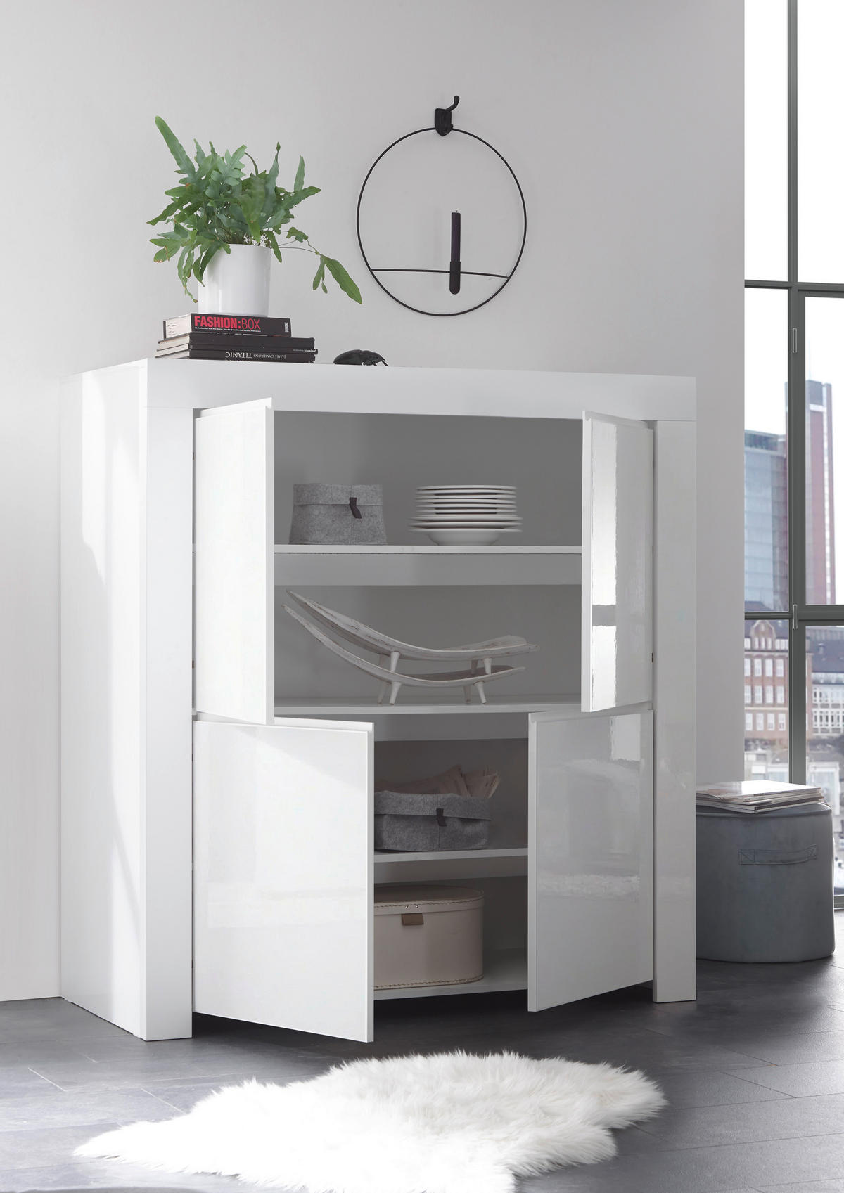 HIGHBOARD  120/140/50 cm  - Weiß Hochglanz, Design, Holzwerkstoff (120/140/50cm) - MID.YOU
