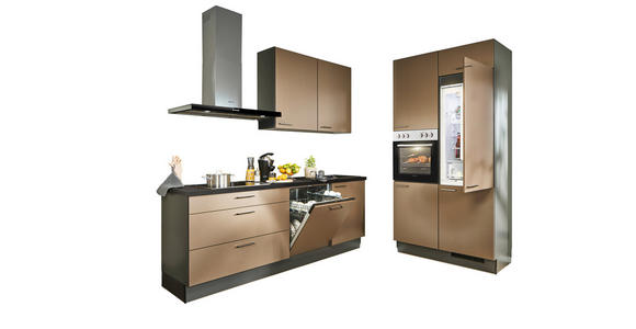 ECKKÜCHE 220/120 cm in Graphitfarben, Schwarz, Bronzefarben - Schwarz/Graphitfarben, Design, Holzwerkstoff/Metall (220/120cm) - Xora
