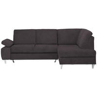 ECKSOFA in Flachgewebe Graubraun  - Graubraun/Silberfarben, Konventionell, Holz/Textil (255/186cm) - Cantus