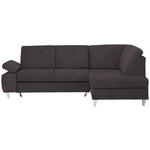 ECKSOFA in Flachgewebe Graubraun  - Graubraun/Silberfarben, KONVENTIONELL, Holz/Textil (255/186cm) - Cantus