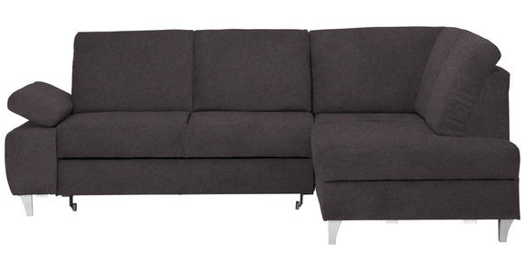 ECKSOFA in Flachgewebe Graubraun  - Graubraun/Silberfarben, KONVENTIONELL, Holz/Textil (255/186cm) - Cantus