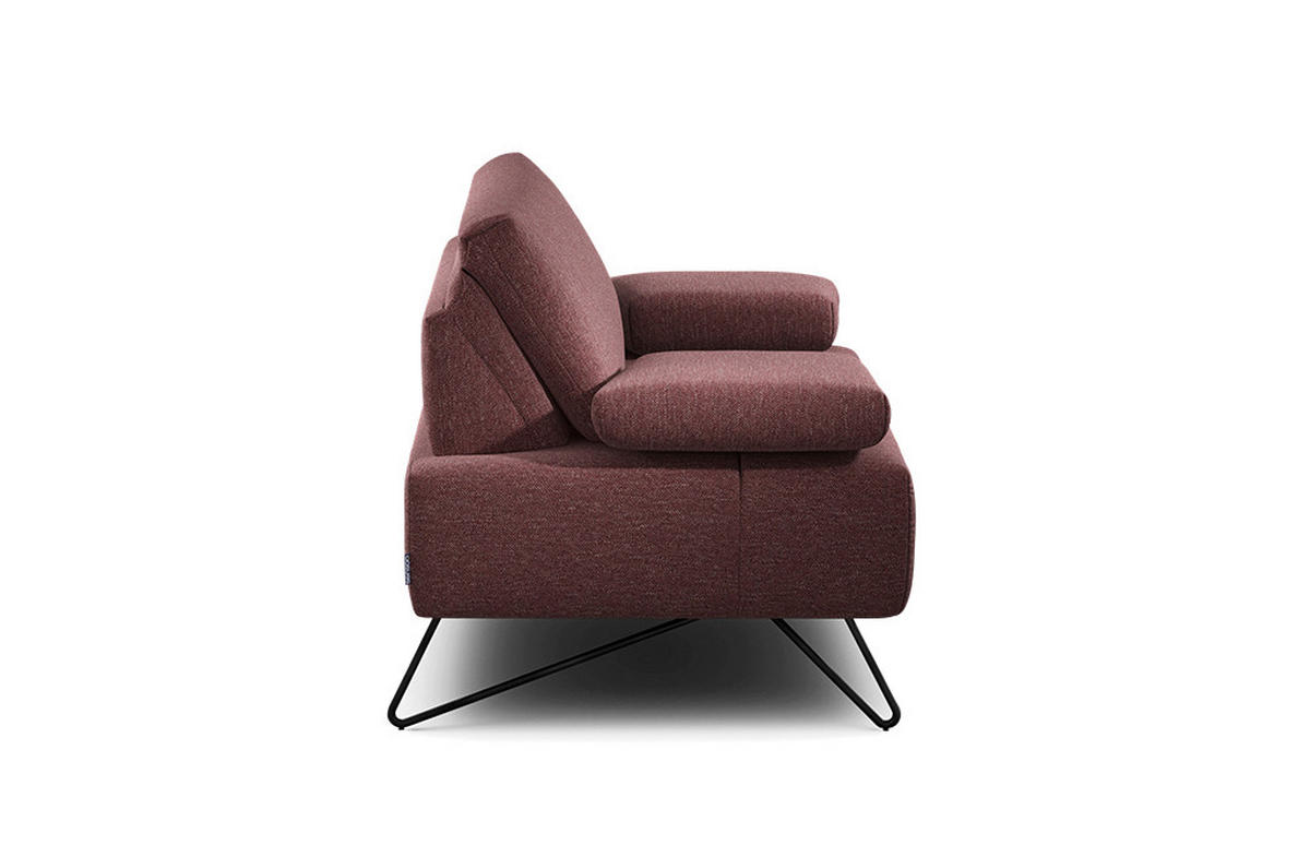 SESSEL in Chenille Rot  - Rot/Schwarz, Design, Textil/Metall (114-142/85/86-94cm) - SENSOO