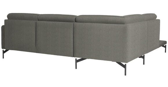 ECKSOFA in Flachgewebe Graubraun  - Anthrazit/Graubraun, Design, Textil/Metall (230/254cm) - Ambiente