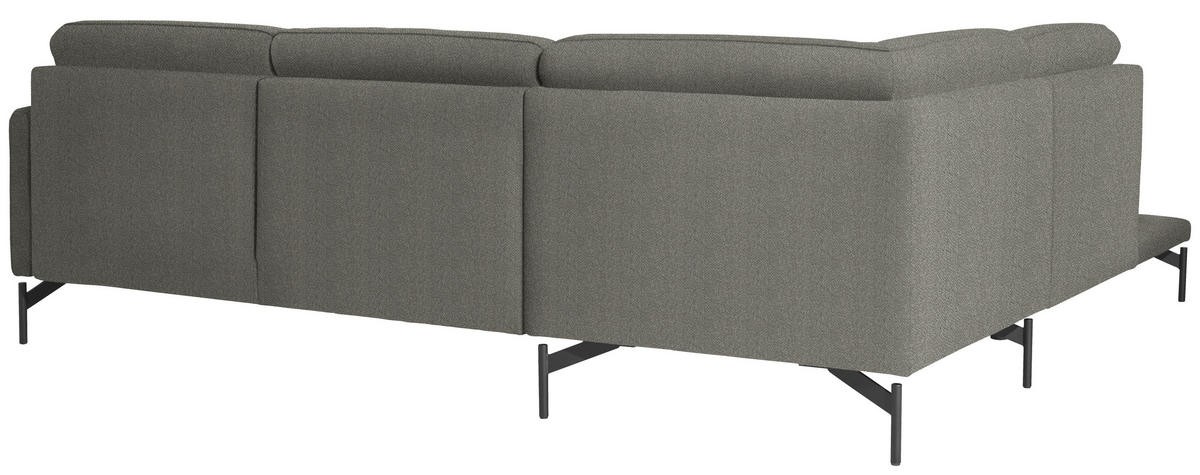 ECKSOFA in Flachgewebe Graubraun  - Anthrazit/Graubraun, Design, Textil/Metall (230/254cm) - Johann Jakob