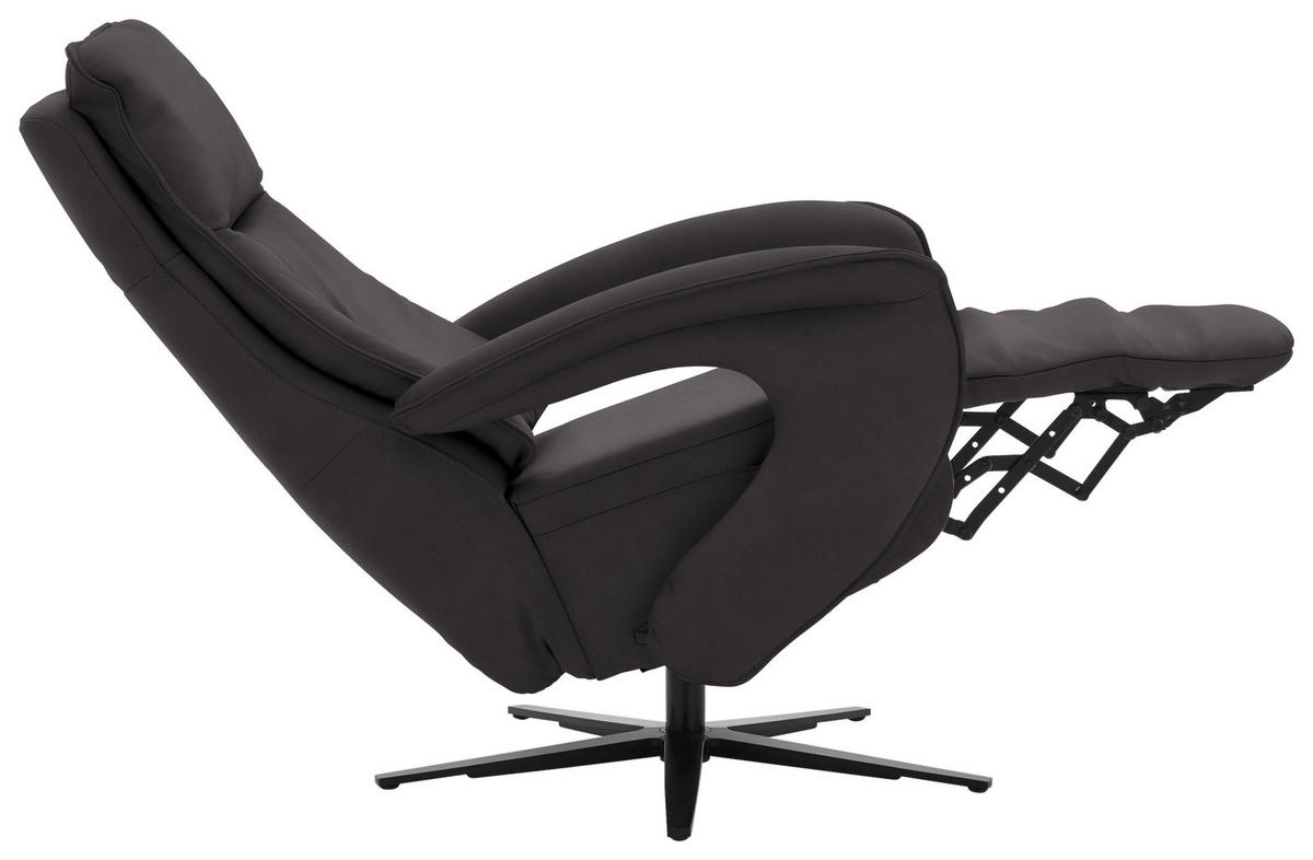 RELAXSESSEL in Leder Dunkelbraun  - Dunkelbraun/Schwarz, Design, Leder/Metall (77/110/87cm) - Valdera