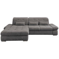 ECKSOFA in Chenille Graubraun  - Chromfarben/Graubraun, Design, Textil/Metall (196/300cm) - Livetastic