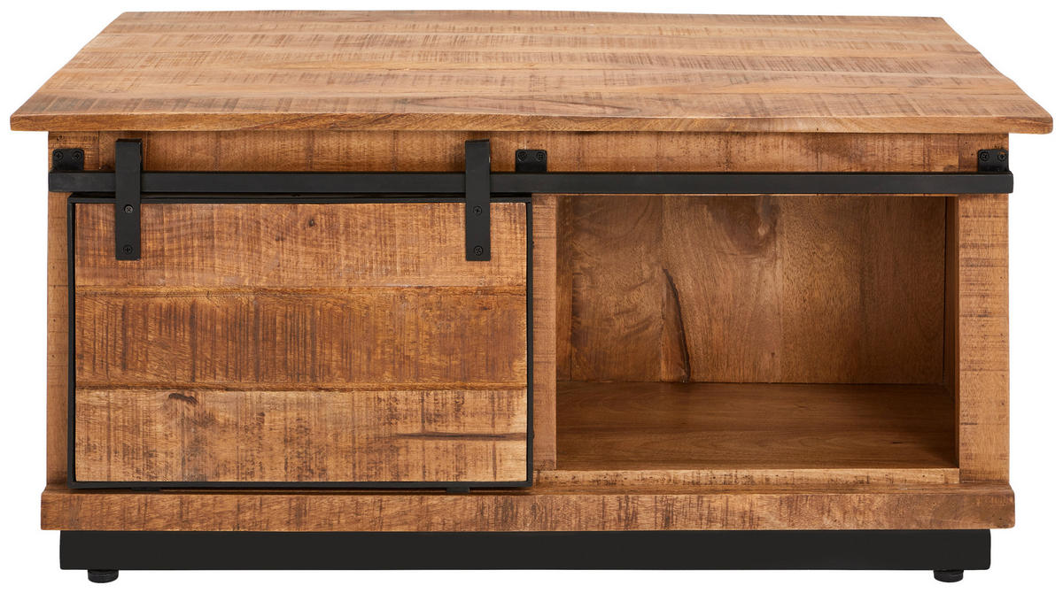 COUCHTISCH in Holz, Metall  - Schwarz/Braun, Natur, Holz/Metall (100/45/66cm) - Livetastic