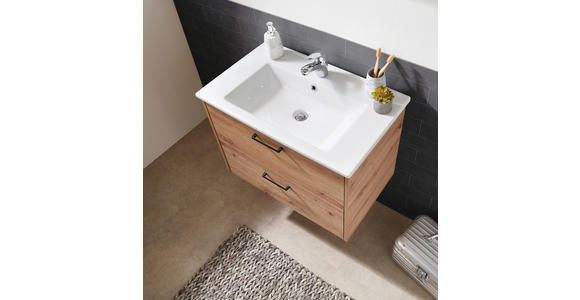 WASCHTISCHKOMBI 75 cm  - Schwarz/Eiche Artisan, Design, Keramik/Holzwerkstoff (75cm) - Xora