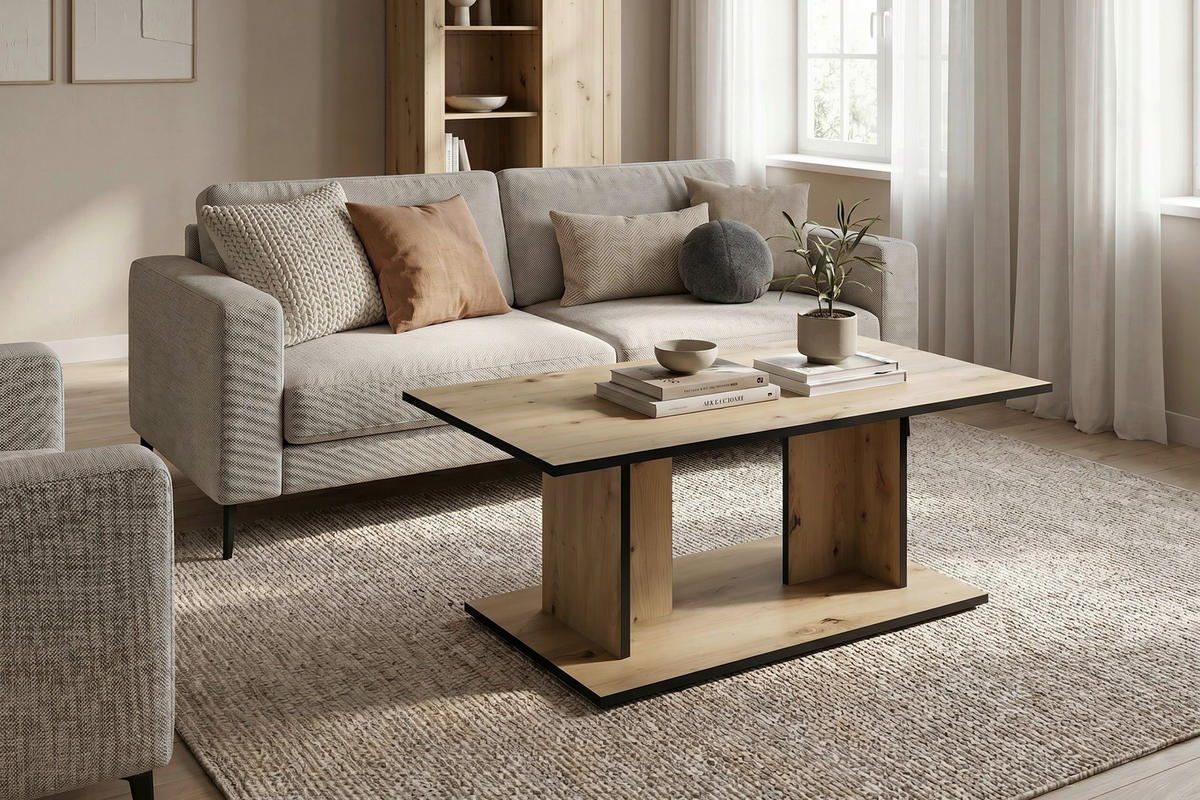COUCHTISCH rechteckig Eiche Artisan einfacher Aufbau  - Eiche Artisan, MODERN, Holzwerkstoff (110/60/40cm) - MID.YOU