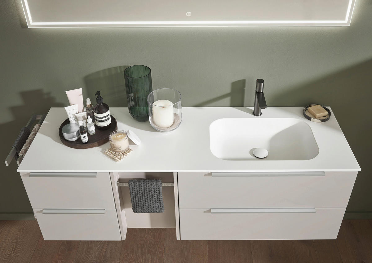 BADEZIMMER  in 150,8 cm  - Kaschmir/Alufarben, Natur, Holzwerkstoff/Stein (150,8cm) - Novel