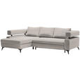 ECKSOFA in Chenille Beige  - Beige/Schwarz, KONVENTIONELL, Textil/Metall (184/265cm) - Hom`in