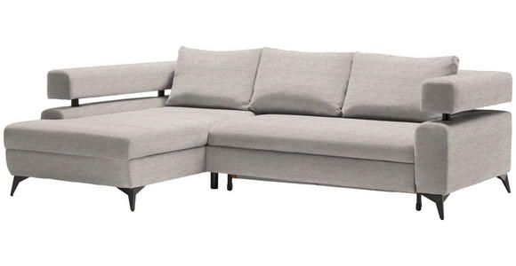 ECKSOFA in Chenille Beige  - Beige/Schwarz, KONVENTIONELL, Textil/Metall (184/265cm) - Hom`in