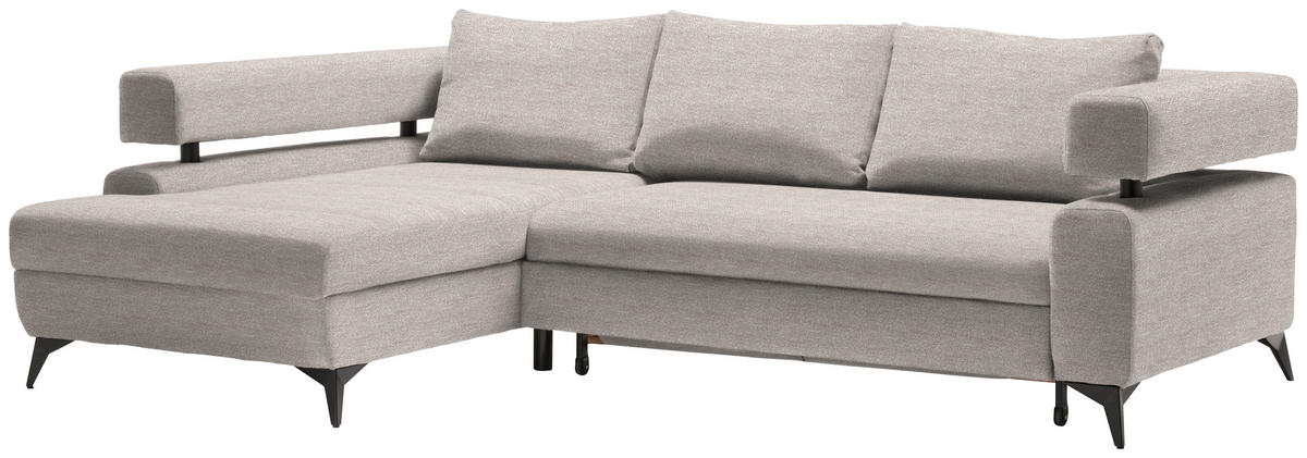 ECKSOFA Beige Chenille  - Beige/Schwarz, KONVENTIONELL, Textil/Metall (184/265cm) - Hom`in