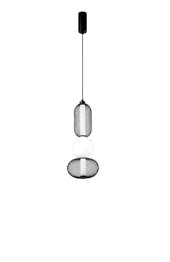 Luce ambiente Design Led-Pendelleuchte Luce Ambiente e Design Schwarz, Weiß 227 cm