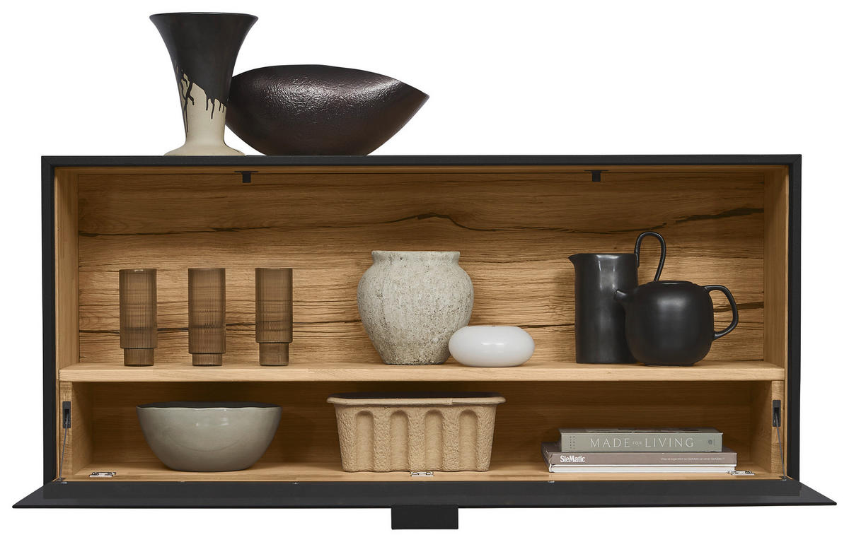 HÄNGEELEMENT Graphitfarben, Eichefarben  120/60/33 cm  - Eichefarben/Graphitfarben, Natur, Glas/Holz (120/60/33cm) - Valdera