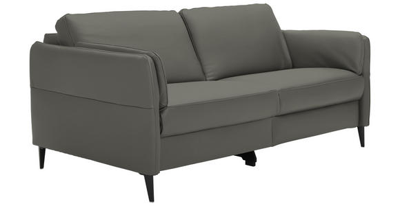 3-SITZER-SOFA in Leder Dunkelgrau - Dunkelgrau/Schwarz, Design, Leder/Metall (190/84/99cm) - Dieter Knoll