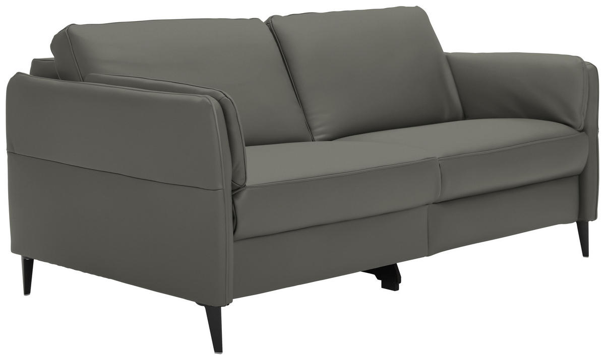 3-SITZER-SOFA in Echtleder Dunkelgrau  - Dunkelgrau/Schwarz, Design, Leder/Metall (190/84/99cm) - Dieter Knoll