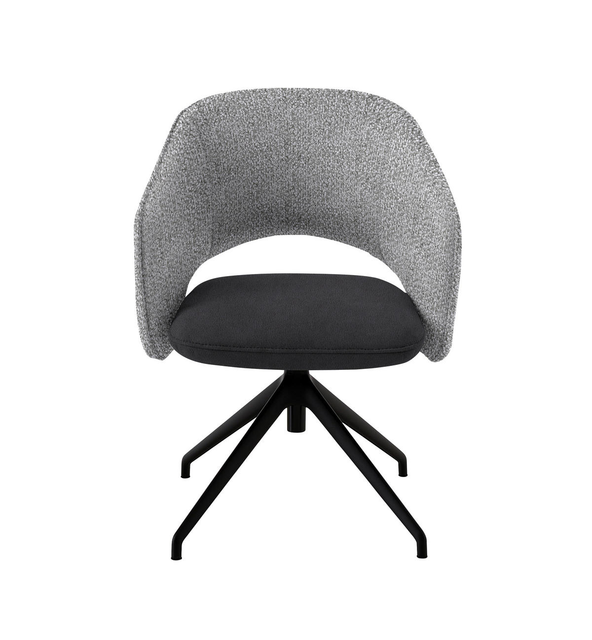 ARMLEHNSTUHL  Stoffauswahl, Wippfunktion, Sitzfläche 360° drehbar, gepolsterte Armlehnen Flachgewebe  - Anthrazit/Schwarz, Design, Textil/Metall (63/74-90/57-73cm) - Koinor