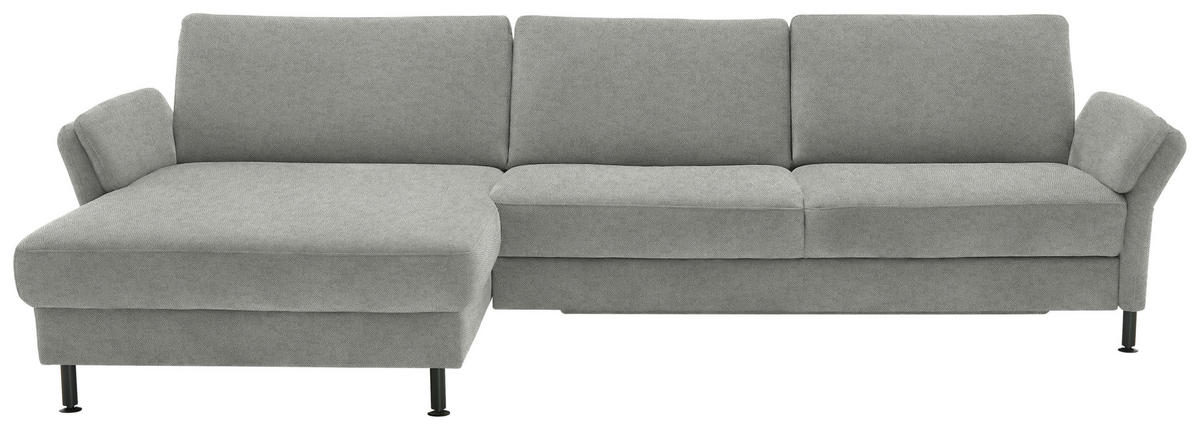 ECKSOFA  in Chenille, Flachgewebe Silberfarben  175/316 cm  - Silberfarben/Schwarz, Design, Textil/Metall (175/316cm) - Dieter Knoll