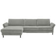 ECKSOFA  in Chenille, Flachgewebe Silberfarben  175/316 cm  - Silberfarben/Schwarz, Design, Textil/Metall (175/316cm) - Dieter Knoll