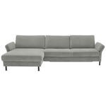 ECKSOFA  in Chenille, Flachgewebe Silberfarben  175/316 cm  - Silberfarben/Schwarz, Design, Textil/Metall (175/316cm) - Dieter Knoll