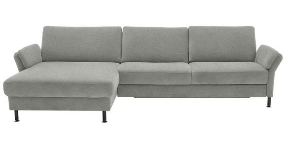 ECKSOFA  in Chenille, Flachgewebe Silberfarben  175/316 cm  - Silberfarben/Schwarz, Design, Textil/Metall (175/316cm) - Dieter Knoll