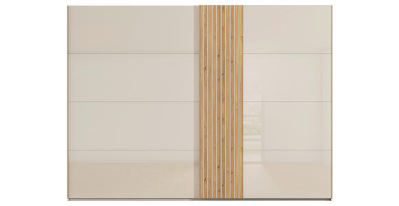 SCHWEBETÜRENSCHRANK 301/223/68 cm 2-türig Eichefarben, Champagner - Champagner/Eichefarben, Design, Glas/Holzwerkstoff (301/223/68cm) - Novel