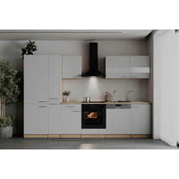 KÜCHENBLOCK 310 cm   in Weiß  - Edelstahlfarben/Eichefarben, Basics, Holzwerkstoff/Metall (310cm) - Respekta