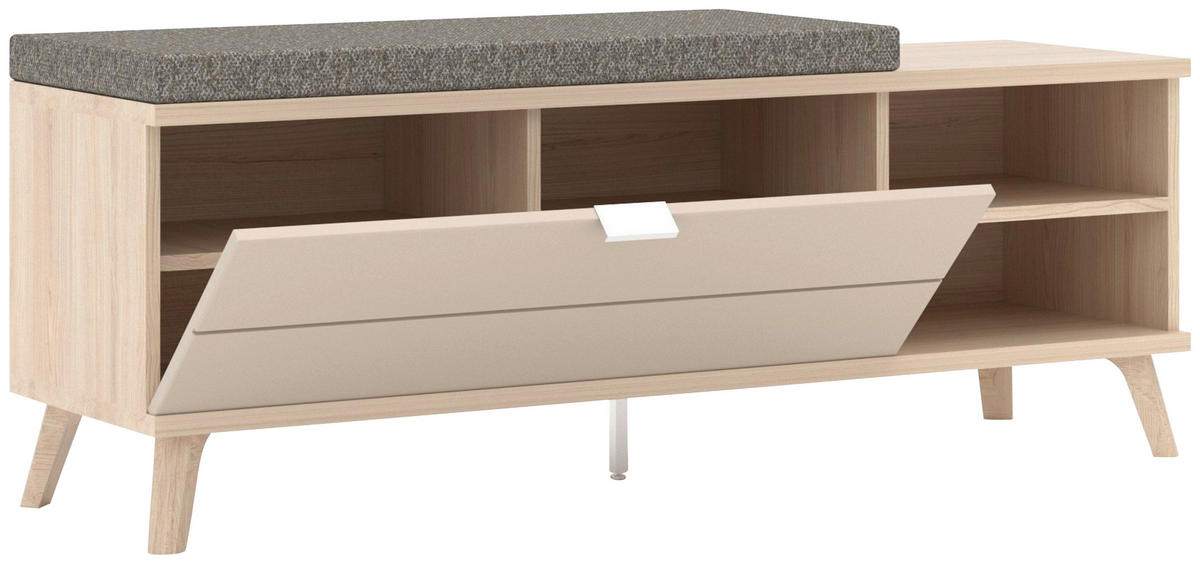 ELŐSZOBAPAD 130/51/38 cm  - világosszürke/króm, Design, faalapú anyag/textil (130/51/38cm) - Stylife