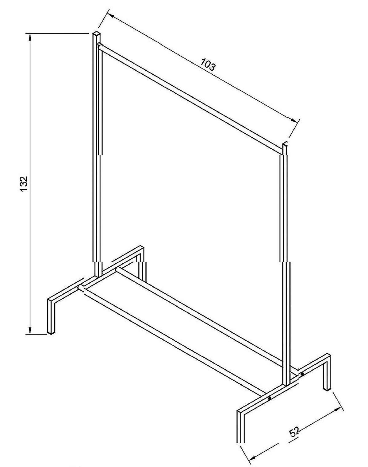 KLEIDERSTÄNDER in Schwarz 103/132/52 cm   - Schwarz, Design, Metall (103/132/52cm) - MID.YOU