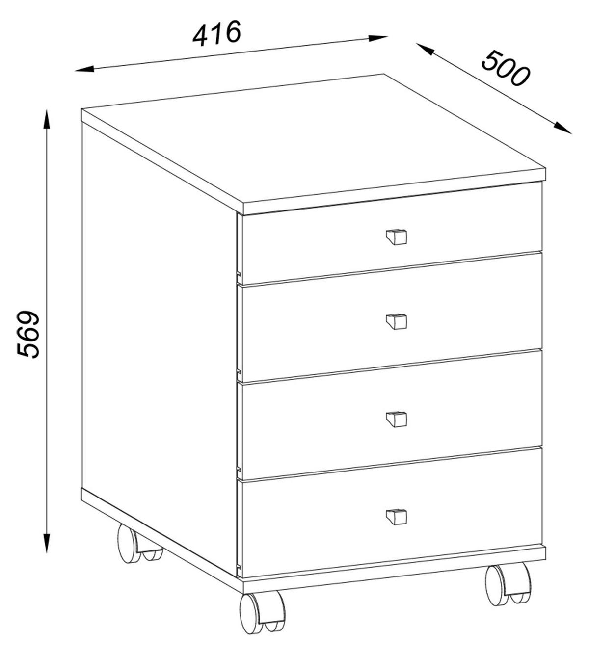 ROLLCONTAINER Anthrazit, Honigeiche  - Honigeiche/Anthrazit, Design, Holzwerkstoff/Kunststoff (42/57/50cm) - MID.YOU