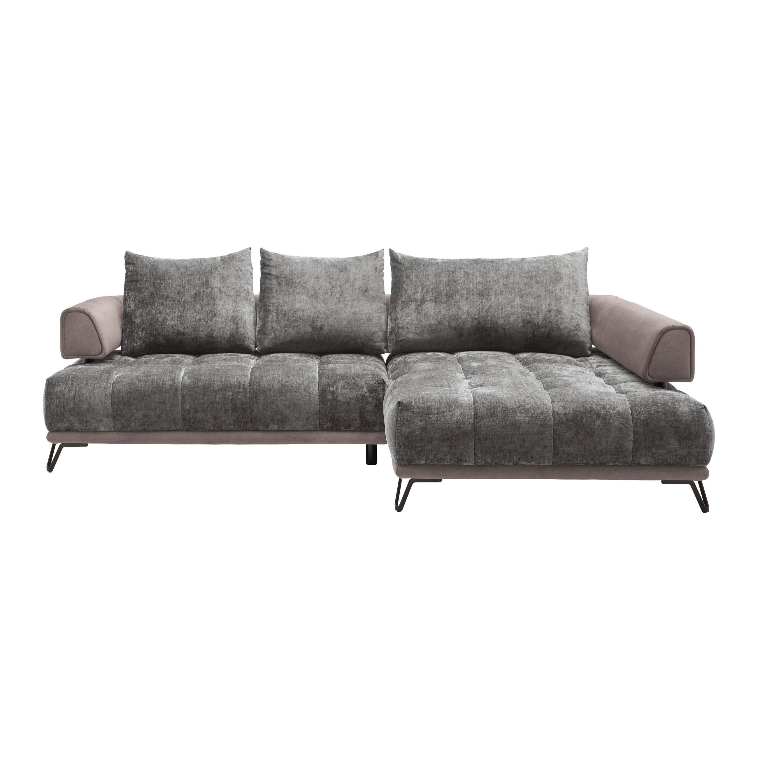 HÖRNSOFFA i grå  - grå/svart, Modern, metall/textil (262/184cm) - MID.YOU