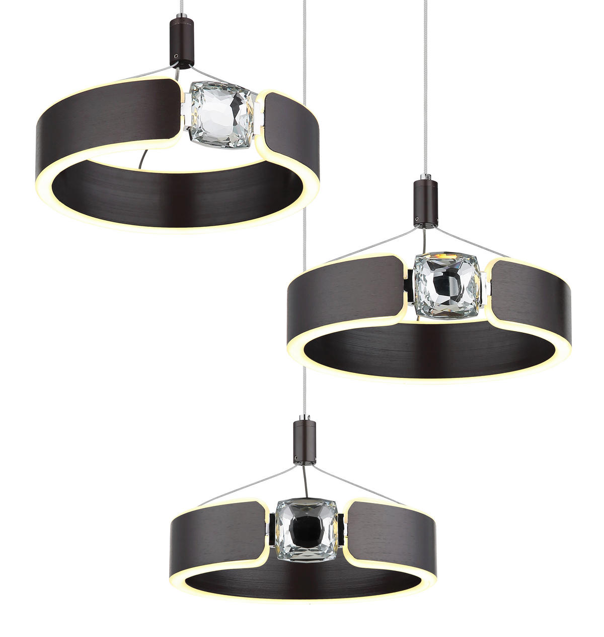 ZÁVĚSNÉ LED SVÍTIDLO, 44/125 cm  - bronzová/čiré, Design, kov/plast (44/125cm) - Globo