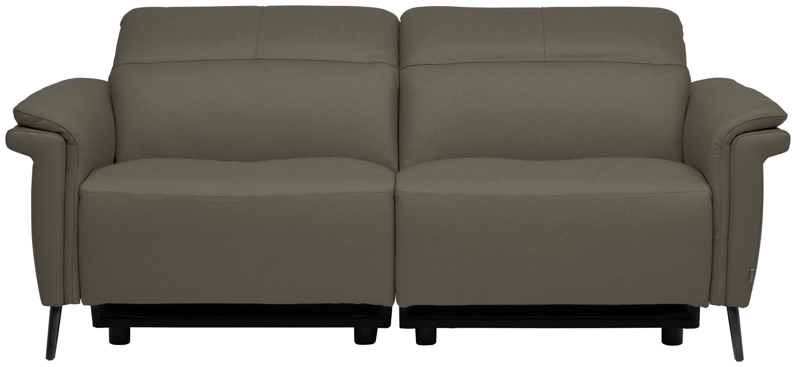 3-SITZER-SOFA Echtleder Grau  - Schwarz/Grau, Design, Leder/Metall (210/79/104cm) - Belluti