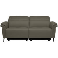 3-SITZER-SOFA Echtleder Grau  - Schwarz/Grau, Design, Leder/Metall (210/79/104cm) - Belluti