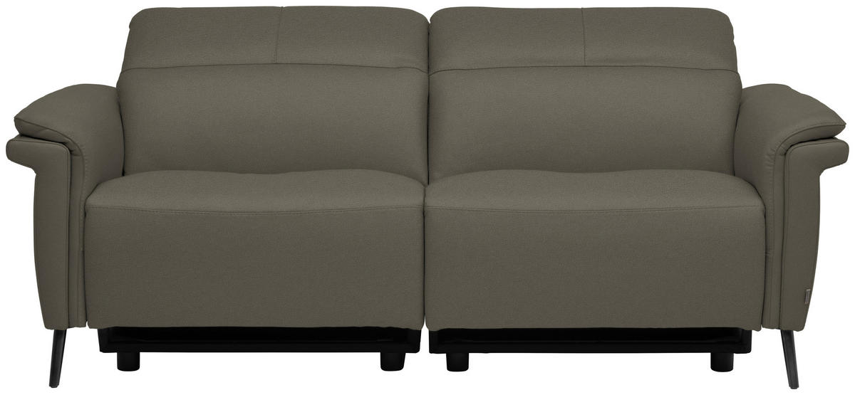 3-SITZER-SOFA Echtleder Grau  - Schwarz/Grau, Design, Leder/Metall (210/79/104cm) - Belluti