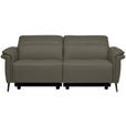 3-SITZER-SOFA  in Echtleder Grau   - Schwarz/Grau, Design, Leder/Metall (210/79/104cm) - Belluti