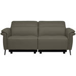 3-SITZER-SOFA  in Echtleder Grau   - Schwarz/Grau, Design, Leder/Metall (210/79/104cm) - Belluti